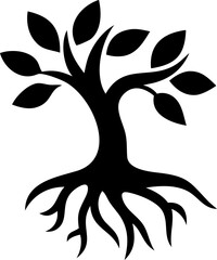 Elegant black silhouette of a tree, perfect for vector illustration or a tattoo design