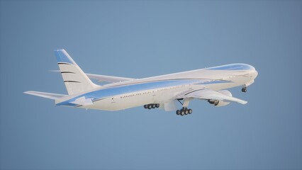 Airplane in the sky, over the cloudy sky