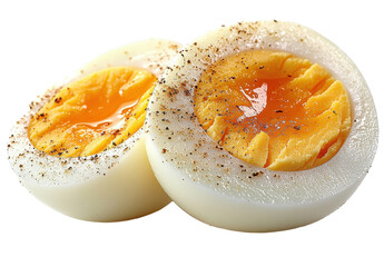 Boiled egg halves isolated on transparent background. PNG