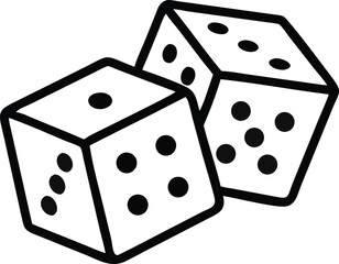 Two Dice icon. casino symbol isolated on White Background, gambling game business concept, Vector Illustration