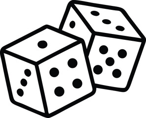 Two Dice icon. casino symbol isolated on White Background, gambling game business concept, Vector Illustration