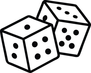 Two Dice icon. casino symbol isolated on White Background, gambling game business concept, Vector Illustration