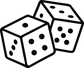 Two Dice icon. casino symbol isolated on White Background, gambling game business concept, Vector Illustration