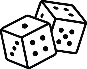 Two Dice icon. casino symbol isolated on White Background, gambling game business concept, Vector Illustration