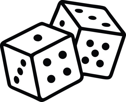 Two Dice icon. casino symbol isolated on White Background, gambling game business concept, Vector Illustration