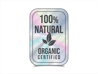 Fototapeta premium Hologram sticker Organic certified genuine holographic seal 