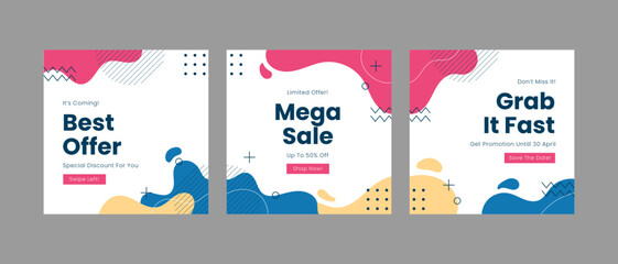 Sale square banner template for social media posts, mobile apps, banners design, web or internet ads. Trendy abstract square template with geometric concept.