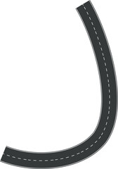 Naklejka premium Wavy Curve road. Top view of racetrack. Winding road from top view vector illustration. Empty highway asphalt road, Ariel View Road, Empty highway black asphalt road with dividing lines.