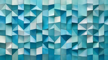 Abstract geometric pattern of teal and light blue shapes.
