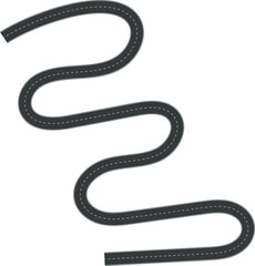 Wavy Curve road. Top view of racetrack. Winding road from top view vector illustration. Empty highway asphalt road, Ariel View Road, Empty highway black asphalt road with dividing lines.