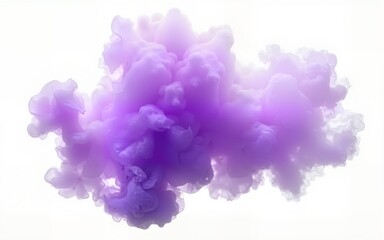 Obraz premium A vibrant purple smoke cloud drifts gracefully, suspended on a transparent background, ideal for artistic or graphic design projects needing unique textures. Transparent background PNG. High quality