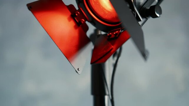 tudio light for video, studio light equipments for photo or film movie video. grey background, professional lighting 