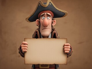 3D Pirate with Blank Parchment