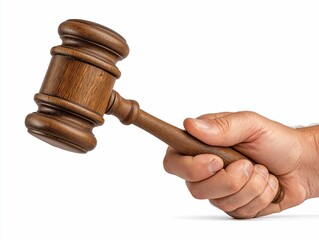 Hand Holding Wooden Gavel