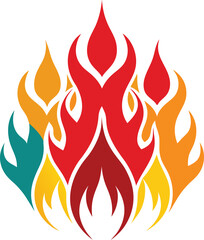 Abstract colorful flame design multicolored fire logo graphic