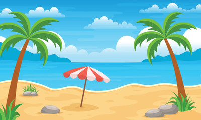 illustration of Summer beach cartoon landscape design decorative background
