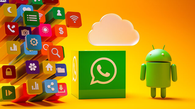 Android Apps and Cloud Technology Concept