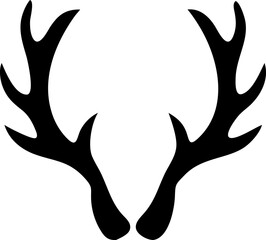 Simple Silhouette Icon of Antlers Representing Elk or Deer Isolated on a White Background Perfect for Wildlife Hunting or Nature Themed Designs