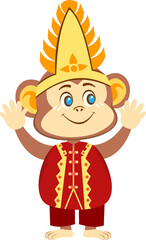 Naklejka premium Illustration of Animals Wearing Cultural Costumes