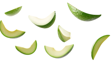 Isolated Seven Avocado Slices