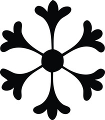 Simple black and white stylized snowflake design for winter holiday decor