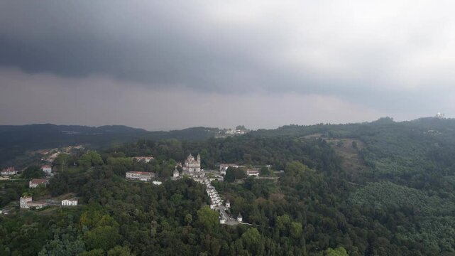 aerial view of bom jesus braga portugal historic Santuary