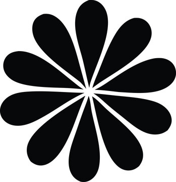 Abstract black and white floral design element simple ten petal flower graphic