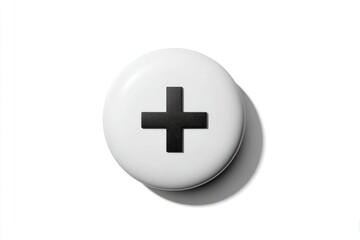 Obraz premium White button with a black plus sign.