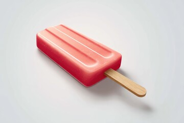 A luscious, vibrant pink popsicle rests on a plain background.