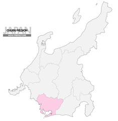 日本地図 中部地方 愛知県 県境有り 03