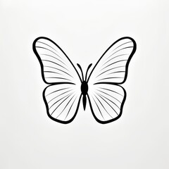 Fototapeta premium Drawing of a butterfly sketch white black.