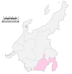 日本地図 中部地方 静岡県 県境有り 03