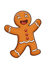 Happy Gingerbread Man Illustration png, transparent background