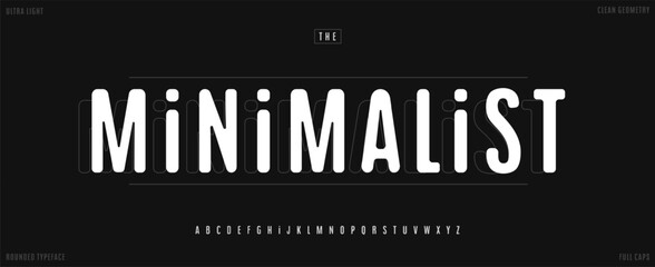 Minimal rounded alphabet, modern smooth tall font with clean geometry. Soft geometric typeset for fashion logo branding, UI design, bright headline, modern typography project. Vector typeset.