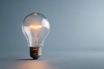 Illuminated light bulb against a plain background.
