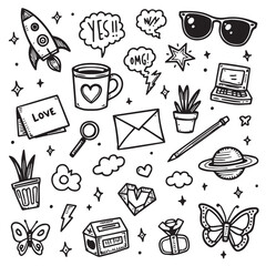 Doodle illustration drawing school dream stuff vector