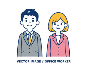 ビジネスマンのシンプルなベクターイラスト素材＿男女セット