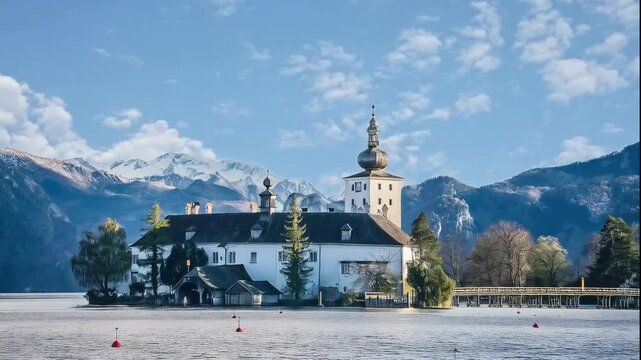 Lake Traun, Schloss Ort is a stunning medieval castle located in Gmunden, Austria