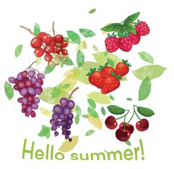 Summer berries set, hello summer
