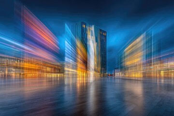 Abstract Cityscape at Night with Vibrant Light