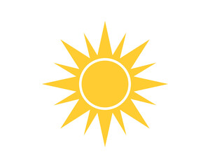 Bright, minimalist sun illustration. Symbol of summer, energy, and positivity. Use for weather forecasts, travel blogs, and childrens books. Vector format.