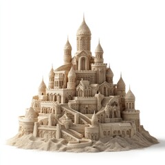 A magnificent sandcastle, intricately detailed,  evokes a medieval castle,  a testament to meticulous craftsmanship
