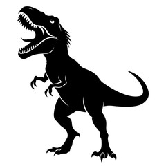 Roaring Tyrannosaurus Rex Line Art – Black and White Dinosaur Illustration for Coloring and Education.
