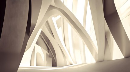 Obraz premium Abstract Beige Architectural Interior Design