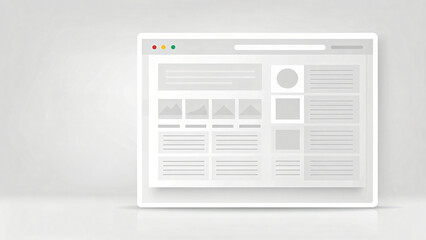 Blank screen website template design on clear background