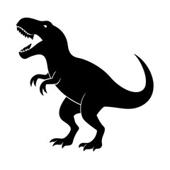 Roaring Tyrannosaurus Rex Line Art – Black and White Dinosaur Illustration for Coloring and Education.