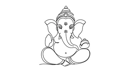 Divine Ganesha with Modak &ndash; Flat Icon Style Religious Clipart