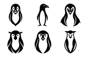 Bold Penguin Head Silhouette Pack Ideal for Arctic Themed Artwork Projects