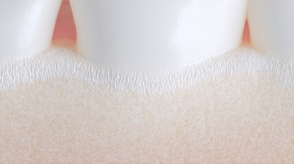 This close-up observation reveals the cervical area of a healthy tooth, showcasing the intricate texture of enamel and dentin. The clear separation highlights dental health