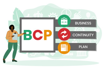 BCP - business continuity Plan. acronym business concept. vector illustration concept with keywords and icons. lettering illustration with icons for web banner, flyer, landing page